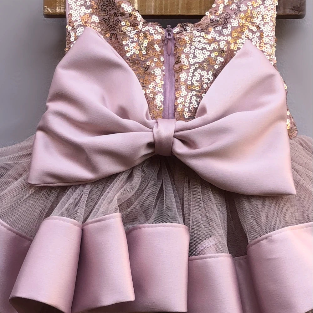 Marcella pink and rose gold dress