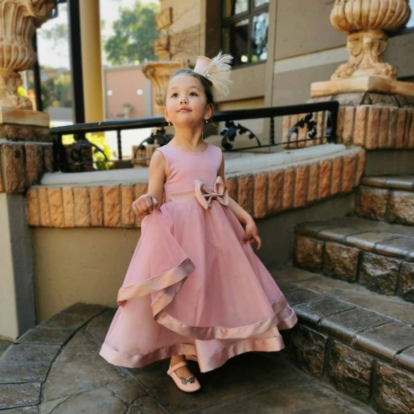 Amelia blush pink twirl dress