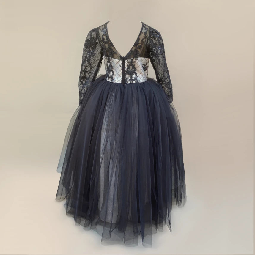 Nabila black lace gown
