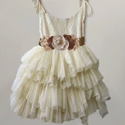 Addilyn ruffled tulle and lace dress