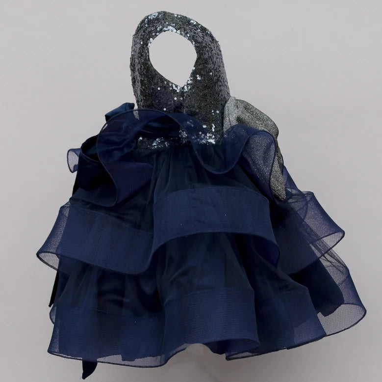 Leilani navy and silver tulle dress
