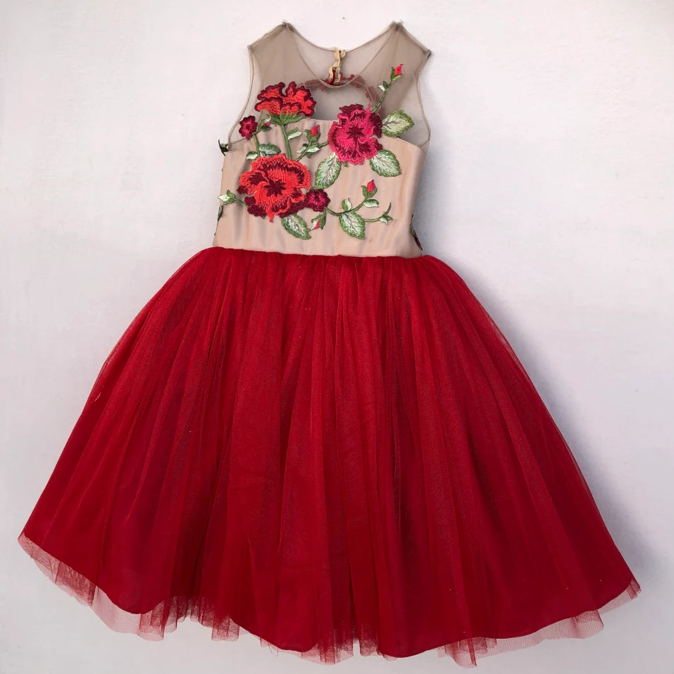 Charlie red tulle floral heart dress