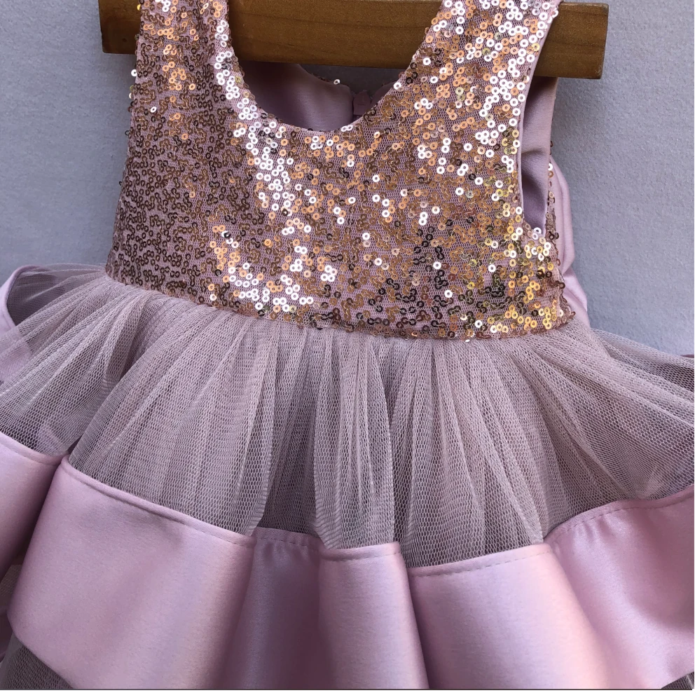 Marcella pink and rose gold dress