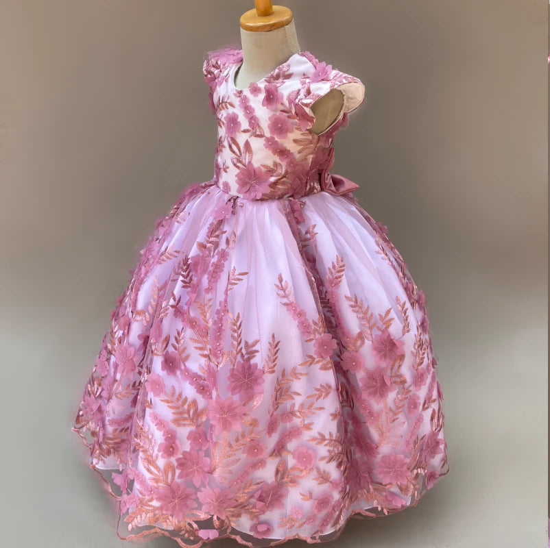 Malia pink 3D floral gown