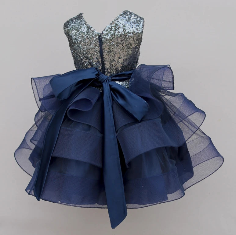 Leilani navy and silver tulle dress