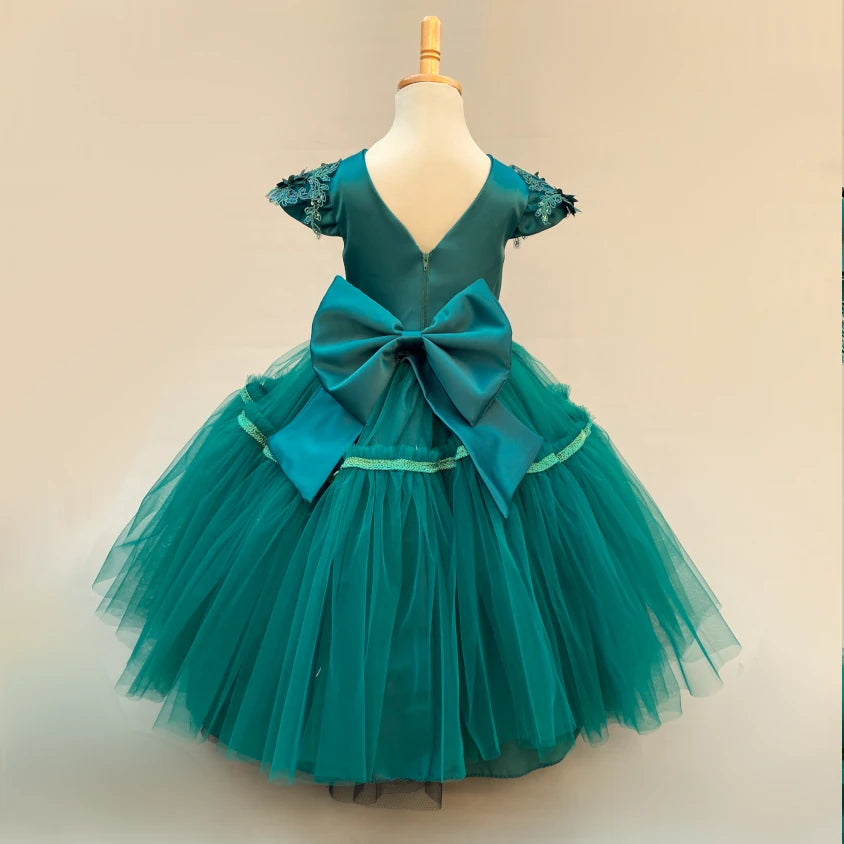 Courtney forest green tulle dress