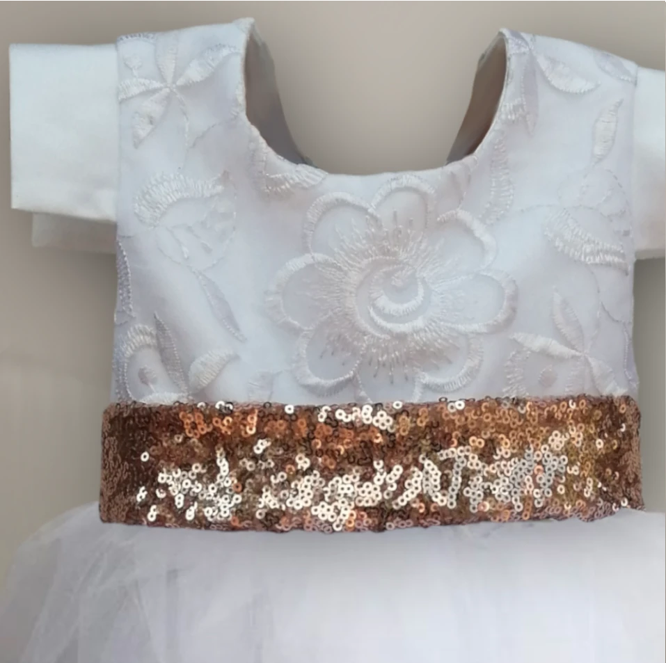 Pearl white lace tutu dress