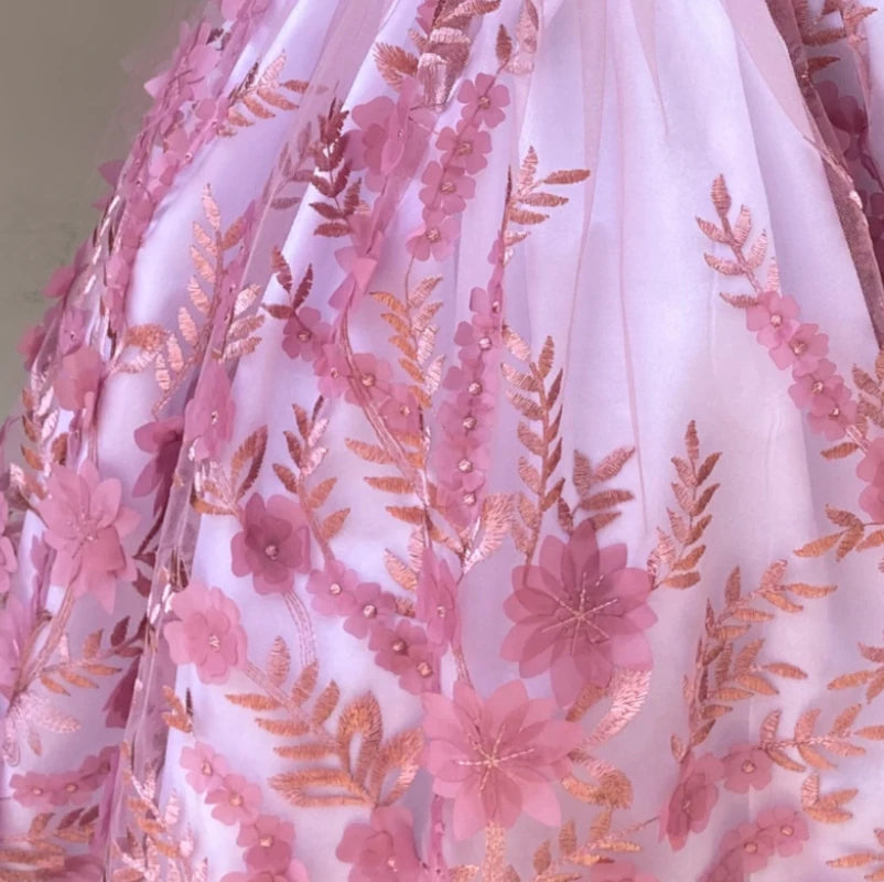 Malia pink 3D floral gown