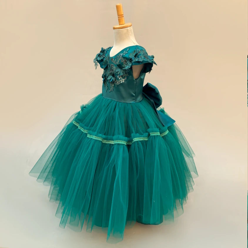 Courtney forest green tulle dress