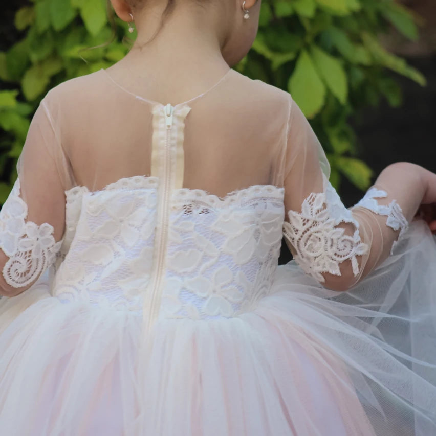 Aria white tulle and lace dress