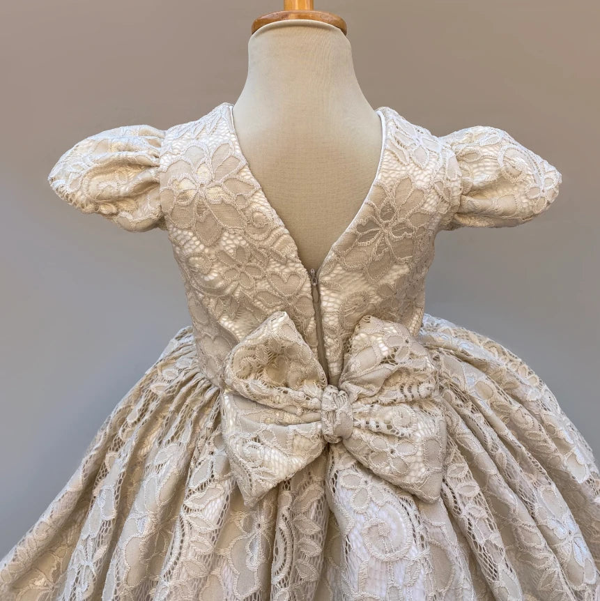 Jolien rustic lace flower girl dress