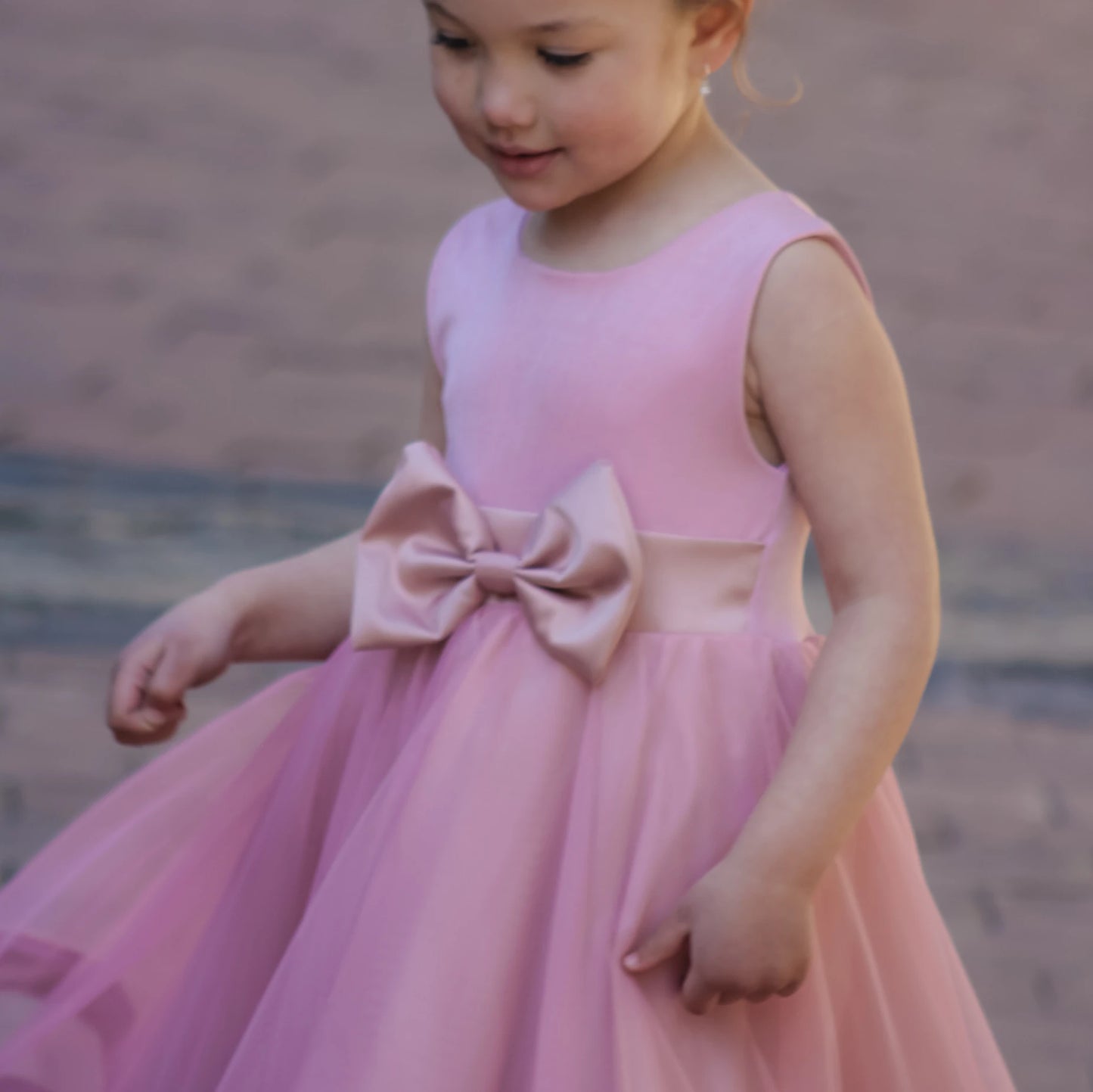 Amelia blush pink twirl dress