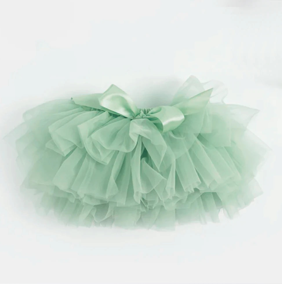 Sage green knee length tutu skirt