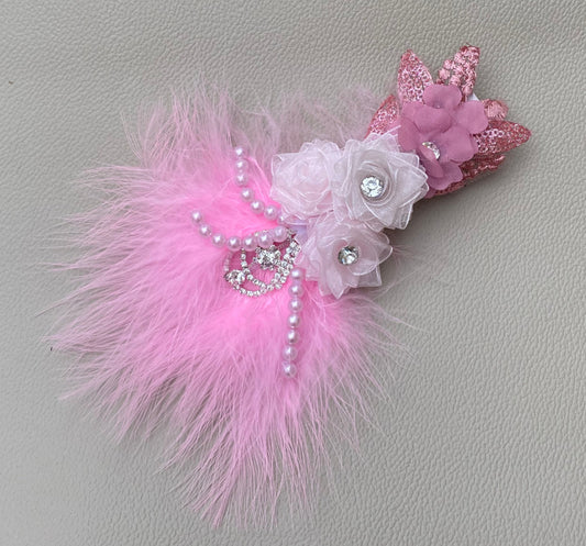 Feather and pearl hair clip